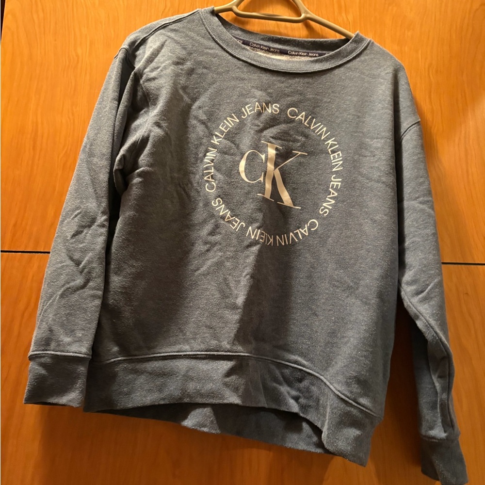 Calvin Klein Jeans Crewneck Sweatshirt | Grey Logo | Size Small | EUC